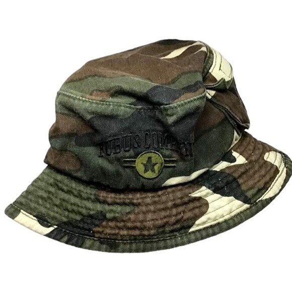 Fubu Company Camo Bucket Boonie Cap Hat Pocket Floppy Canvas Hunt Fish Child L - Picture 1 of 8